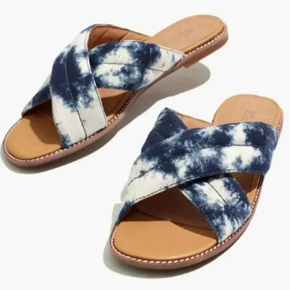 Madewell The Skyler‎ Slide Sandal in Tie-Dye Blue White Size 7 - Picture 8 of 8
